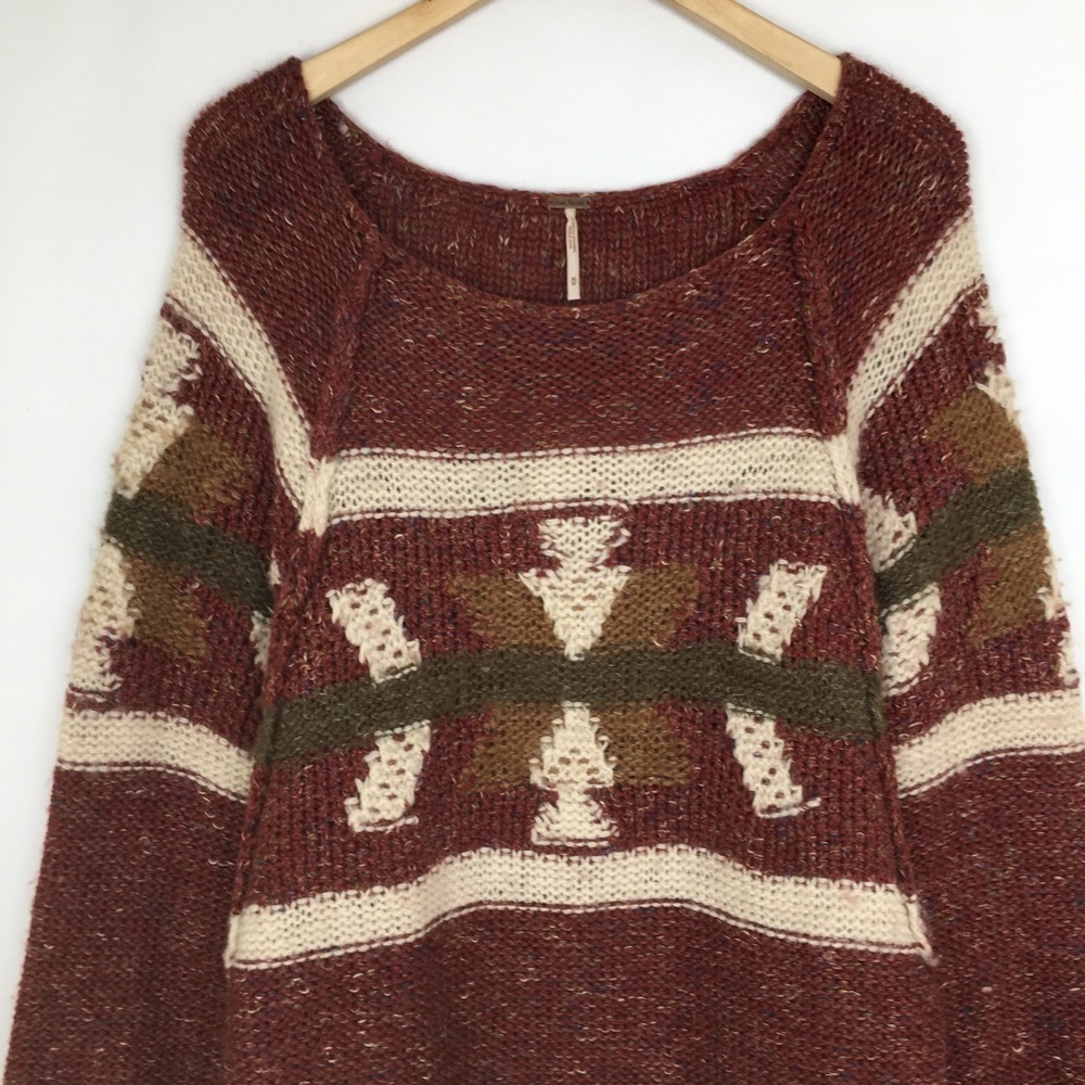 Free People Northern Lights Sweater Mini Dress Wool Blend Knit Rust Red Size M - Picture 7 of 16